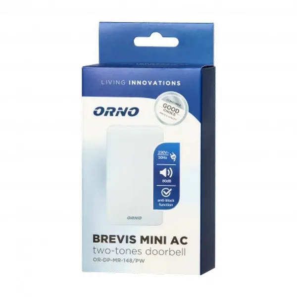 Dzwonek Gong Do Drzwi Przewodowy Brevis Mini Śnieżnobi 230V ORNO