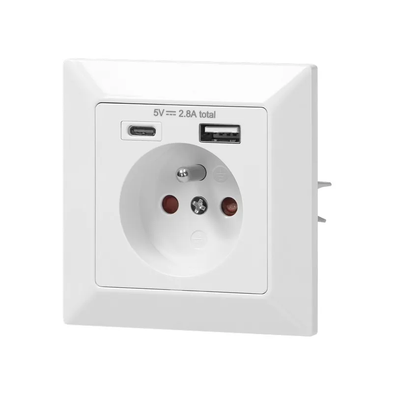Gniazdo Pojedyncze 2P+Z USB-A + USB-C Wyjście ORNO