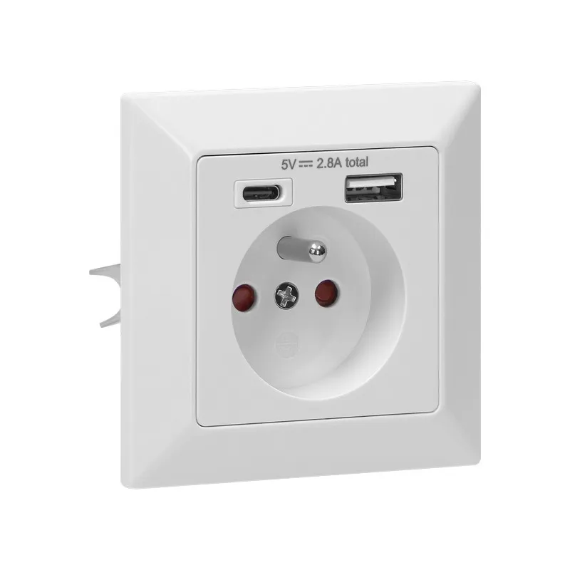 Gniazdo Pojedyncze 2P+Z USB-A + USB-C Wyjście ORNO