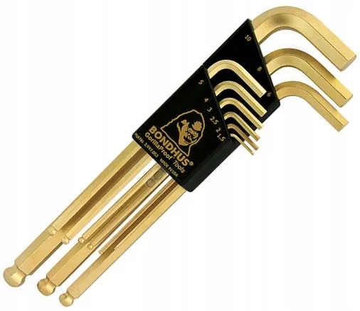 Zestaw Imbusów Długich Z Kulką 1.5-10MM,POKRYTE Złotem 9 szt. BONDHUS