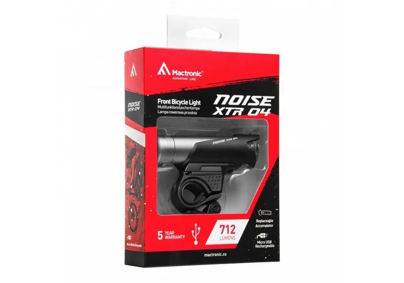 Lampa Rowerowa Przednia Noise Xtr 04, 712LM Ładowalna MACTRONIC