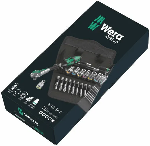 Zestaw Kluczy Nasadowych Zylkop 1/4'' 5-13 MM,16 Cz. WERA