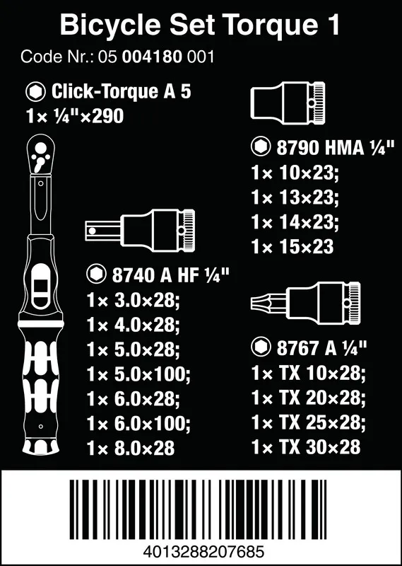 Zestaw Narzędzi Bicycle Set Torque 1, 2,5-25 Nm, 16 Część WERA