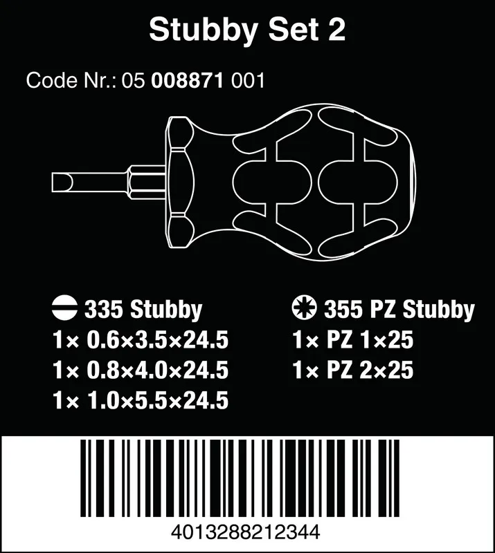 Zestaw Wkrętaków Stubby Set 2, 5 Części WERA
