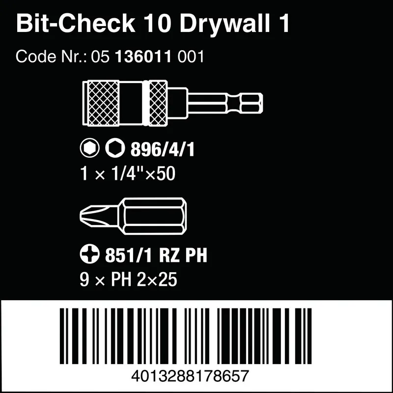 Zestaw Bitów Bit-Check 10 Drywall 1 10 Część WERA