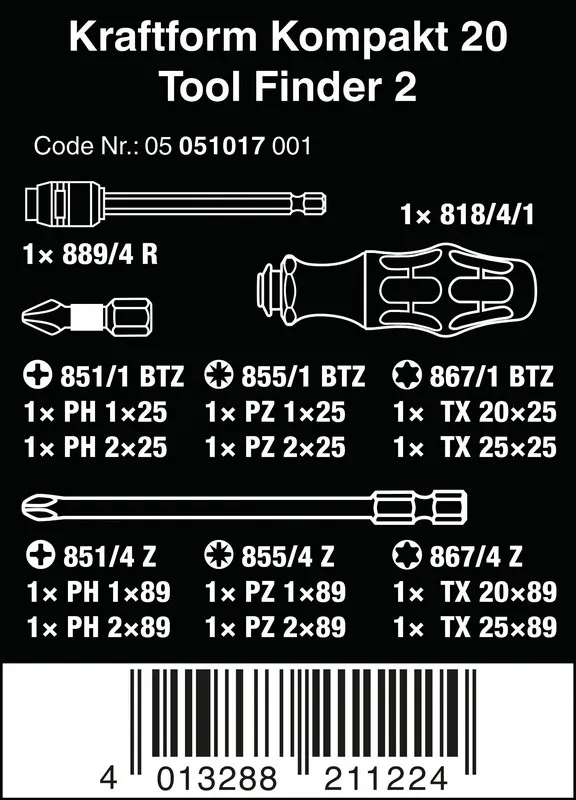 Zestaw Wkrętaków Kraftform Kompakt Tool Finder 2, 13 Cz. WERA