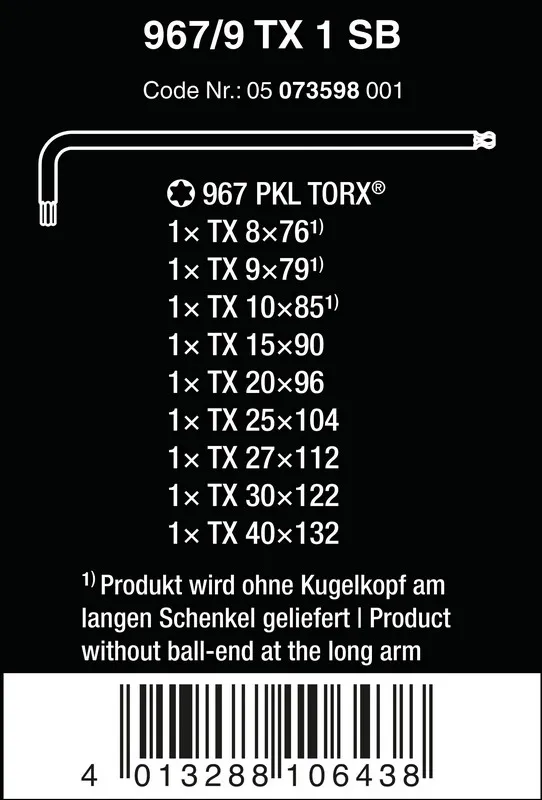 Zestaw Kluczy Trzpieniowych Torx Blacklaser WERA