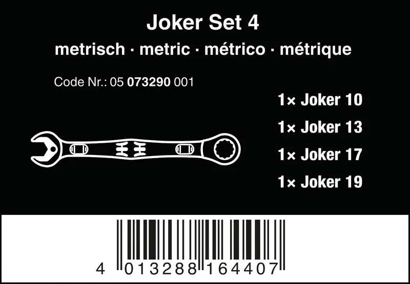 Zestaw Kluczy Płasko-Oczkowych Z Grzechotką 6000 Joker 4 szt. WERA