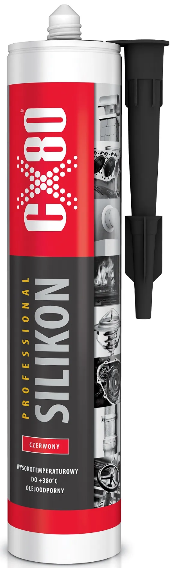 Slikon Professional Wysokotemperaturowy 310ml CX-80 - Czerwony