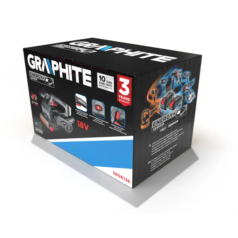 Szlifierka Taśmowa Akumulatorowa Energy+ 18V, Bez Akum. GRAPHITE