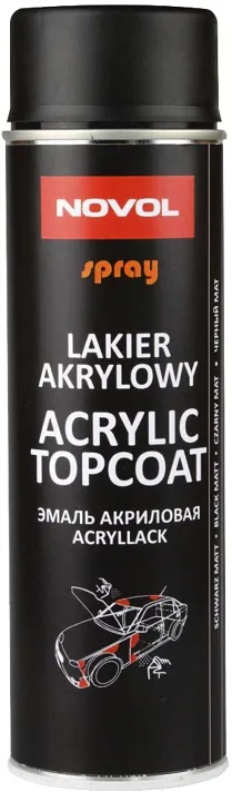 Spray Acryl Topcoat Czarny Mat 500 ml NOVOL
