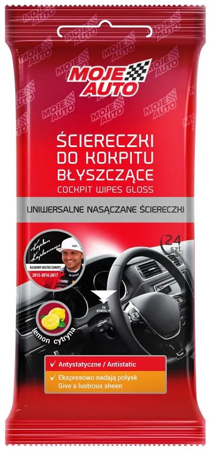Ściereczki Do Kokpitu Błyszczące Cytryna 24 szt. MOJE AUTO