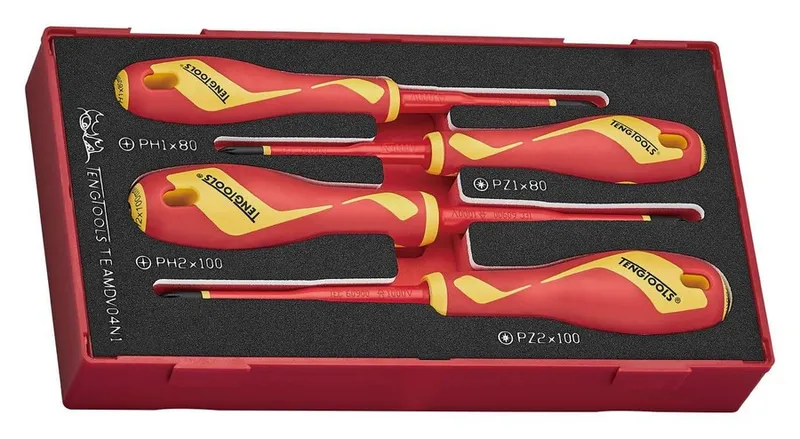 Zestaw Wkrętaków Krzyżowych VDE 1000V TEAMDV04N1, 4 szt. TENG TOOLS