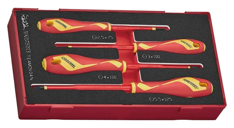 Zestaw Wkrętaków Płaskich VDE 1000V TEAMDV04N, 4 szt. TENG TOOLS