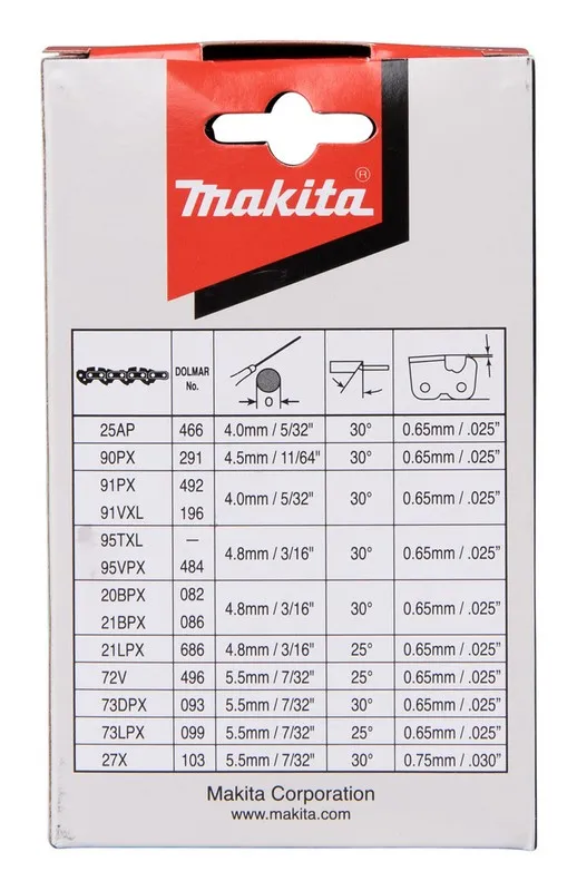 Łańcuch Tnący 25cm Podziałka 3/8'' Szer. Rowka 1.1mm DUC254 MAKITA