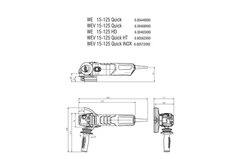 Szlifierka Kątowa 125mm Wev 15-125 Quick METABO