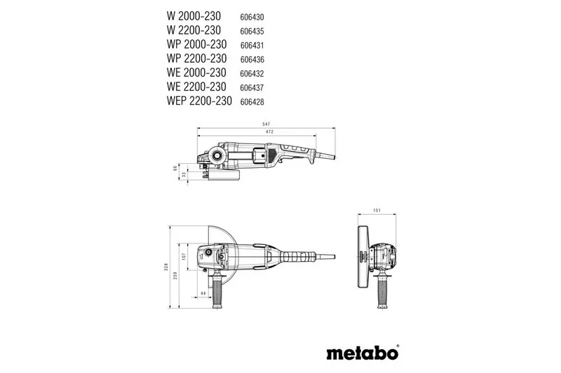 Szlifierka Kątowa 230mm We 2000-230 METABO