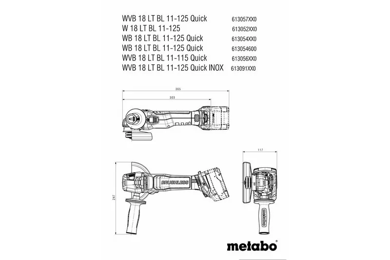 Szlifierka Kątowa Akumulatorowa 125 Wb 18 Lt Bl 11-125 Quick METABO