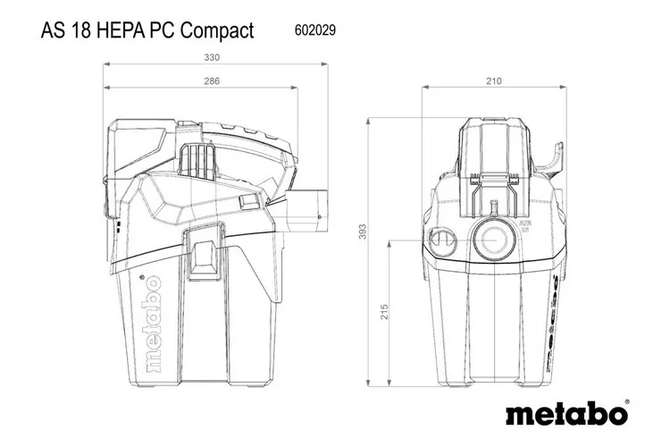 Odkurzacz Akumulatorowy As 18 Hepa Pc Compact METABO