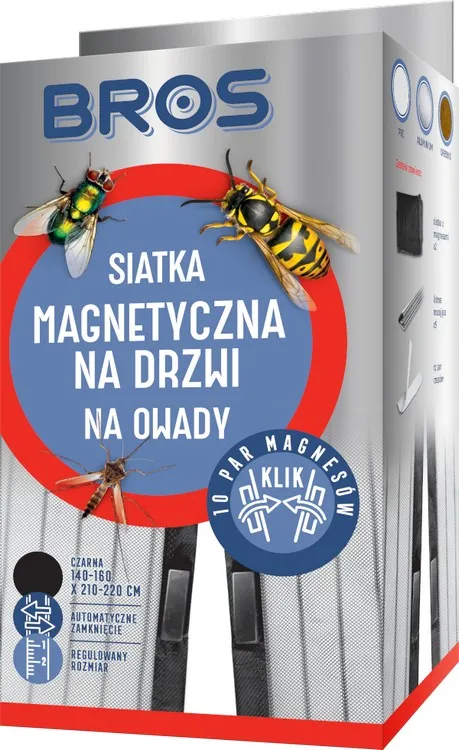 BROS Siatka Magnetyczna Na Drzwi Klik 100*220 - Czarna