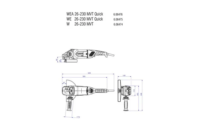 Szlifierka Kątowa We 26-230 Mvt Quick METABO