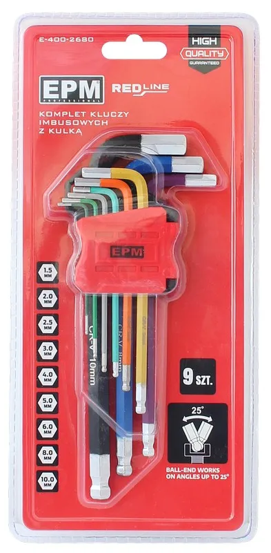 Komplet Kluczy Imbusowych Z Kulką Red Line 9 szt. EPM