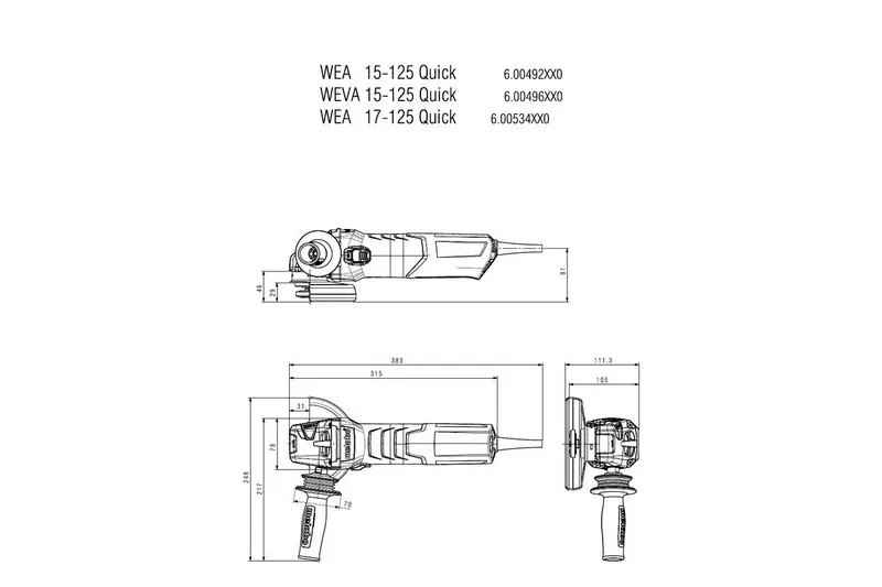 Szlifierka Kątowa 125mm Wea 17-125 Quick METABO