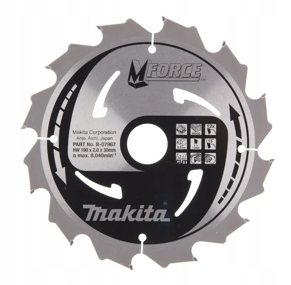 Piła Tarczowa Do Drewna M-Force 190*30MM 12Z MAKITA