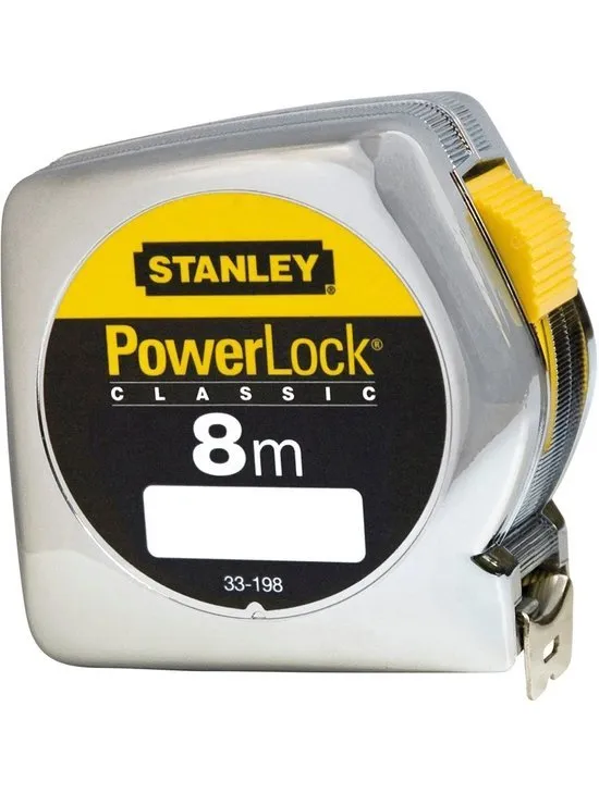 Miara Powerlock, Chromowana Obudowa Plastikowa 8M/25MM [L] STANLEY
