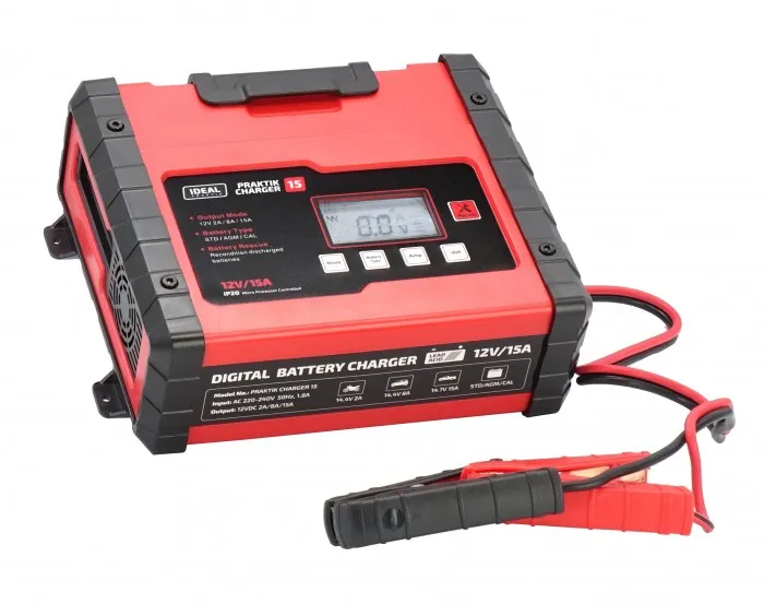 Prostownik Inteligentny Praktik Charger 15 LCD 12V