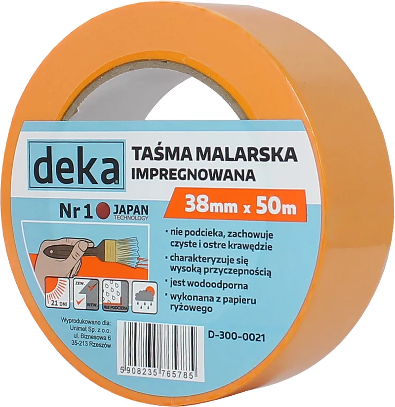 Taśma Ryżowa Malarska Impregnowana 38MM*50M DEKA