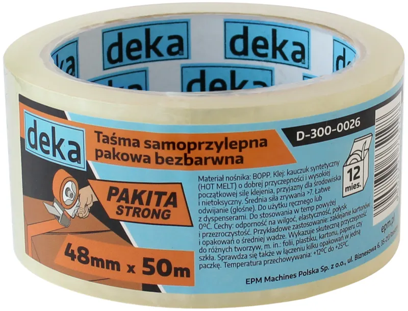 Taśma Pakowa Bezbarwna Strong 48MM*50M DEKA