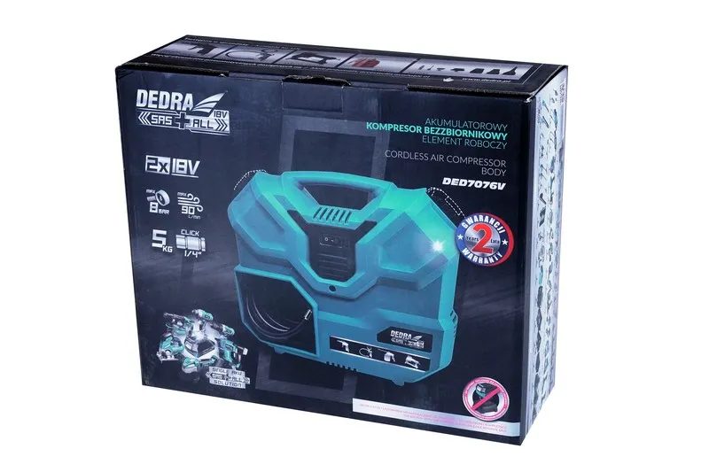 Kompresor Akumulatorowy 2*18V Sas+all DEDRA