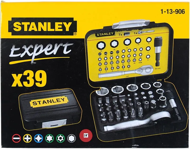 Zestaw Bitów I Nasadek 1/4'' Z Grzechotką 39 szt. STANLEY