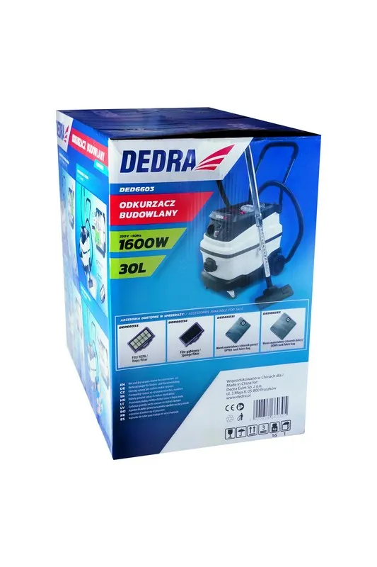 Odkurzacz Warsztatowy 1600W Z Filtrem Wodnym 30l DEDRA
