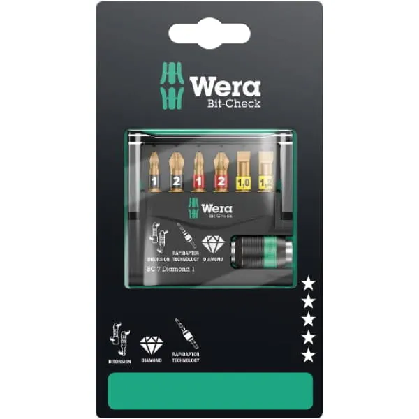 Zestaw Bitów Bit-Check 7 Diamond 1 Sb, Na Blistrze, 7 Cz WERA