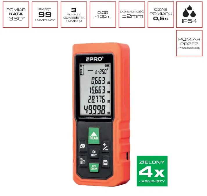 Dalmierz Laserowy DL-100XG Wiązka PRO - Zielona