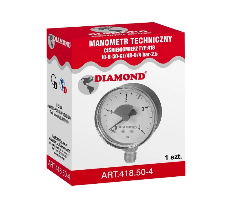 Manometr Techniczny Śr. 63mm 0-4 bar Gw 1/4' DIAMOND