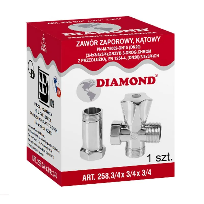 Zawór Kątowy Z Przedłużką 3-WYJŚCIA 3/4*3/4*3/4 DIAMOND