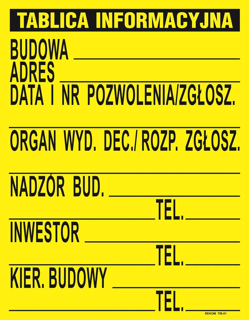 Tablica Informacyjna Budowlana 700*900MM