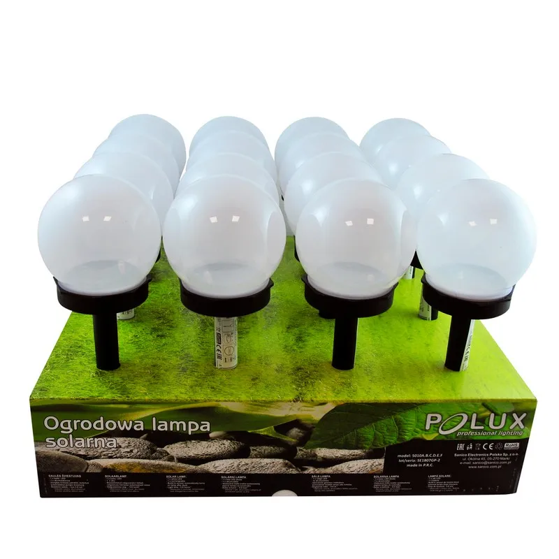 Lampa Solarna 6500K LED Kula Biała Plastik Czarny POLUX