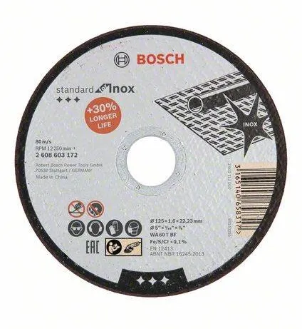 Tarcza Płaska INOX T1A 125*1.6*22 Inox-Standard BOSCH