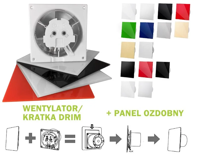 Panel Do Wentylatora Drim Szklany Czarny Połysk AIR ROXY