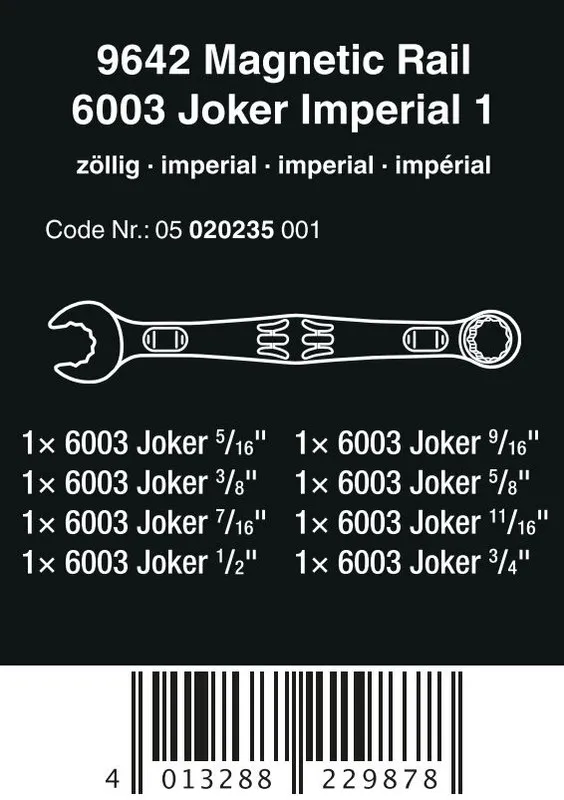 Zestaw Kluczy Płas.-Oczk. Z Grzech. 6003 Joker 1+LISTA Magn. WERA