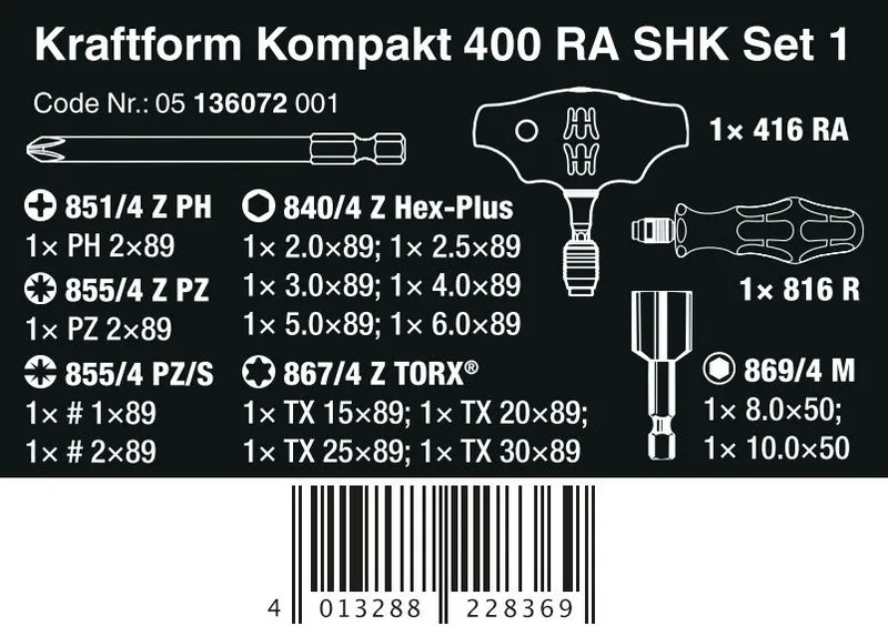 Zestaw Kraftform Kompakt 400 Ra Shk Set 1, 19 Część WERA