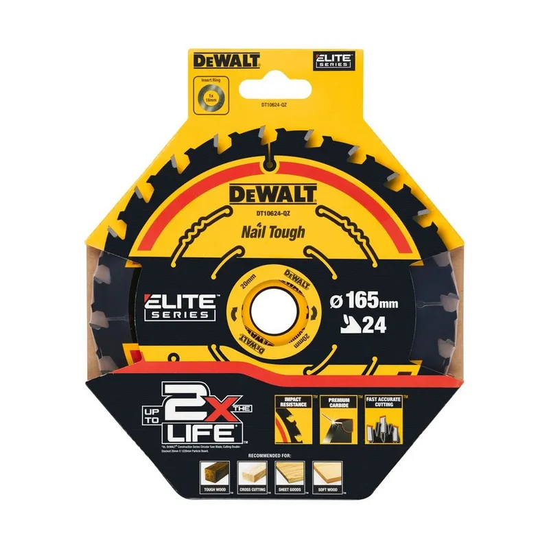 Piła Tarczowa Do Drewna Elite 165*20MM 24 Zęby DEWALT