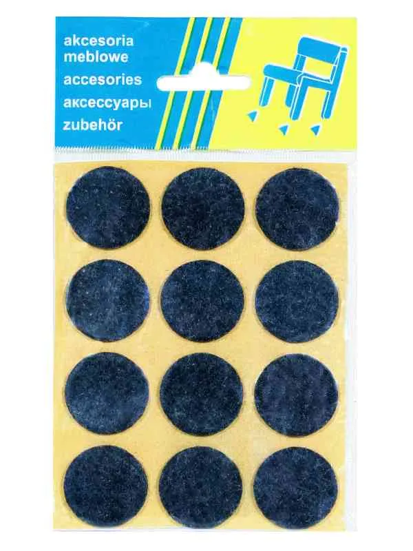 Podkładka Filcowa Blister Czarna FI 25mm - 12 szt