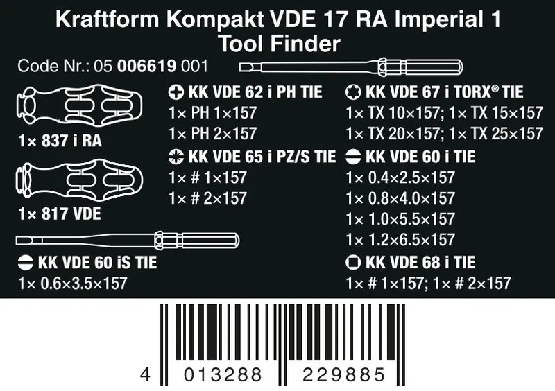 Zestaw Kraftform Kompakt VDE 17 Ra Funkcja Grzechotki 17 Cz. WERA