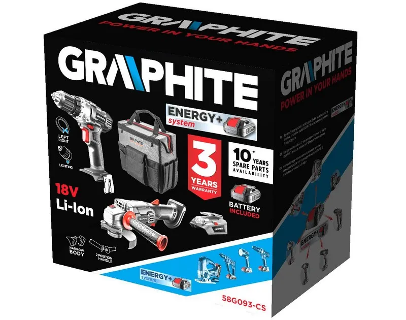 Zestaw E+ Wiertarka,szlifierka,adapter USB 2*AKUM.ŁADOWARKA GRAPHITE