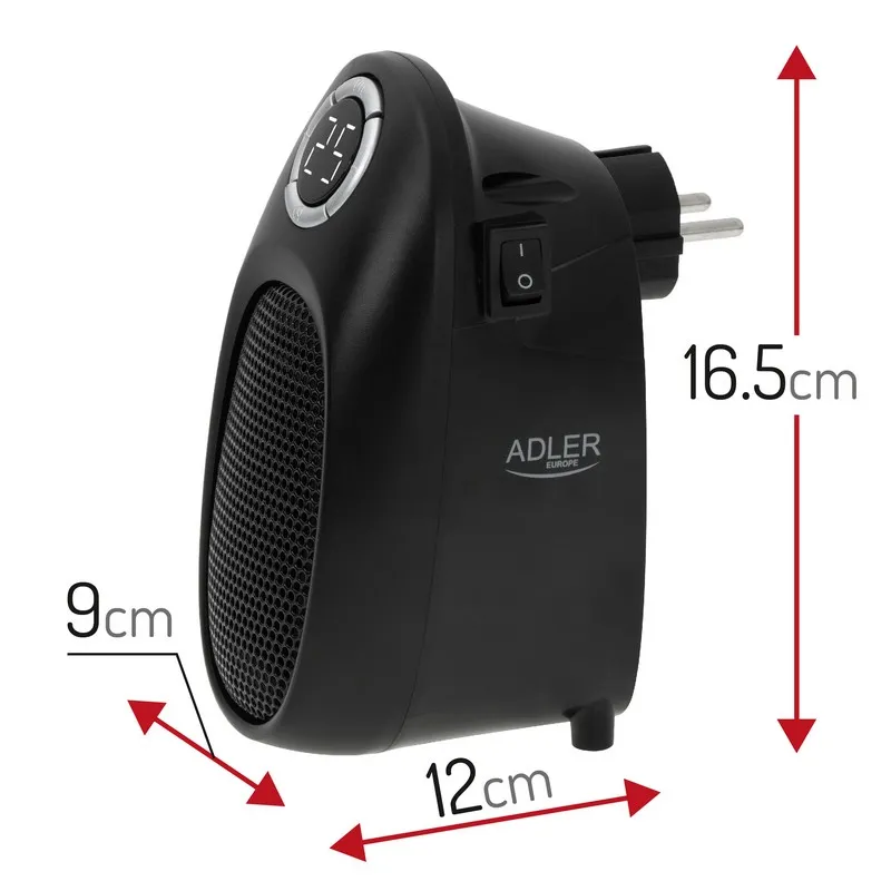 Termowentylator Gniazdkowy Ad 7726 ADLER - Czarny